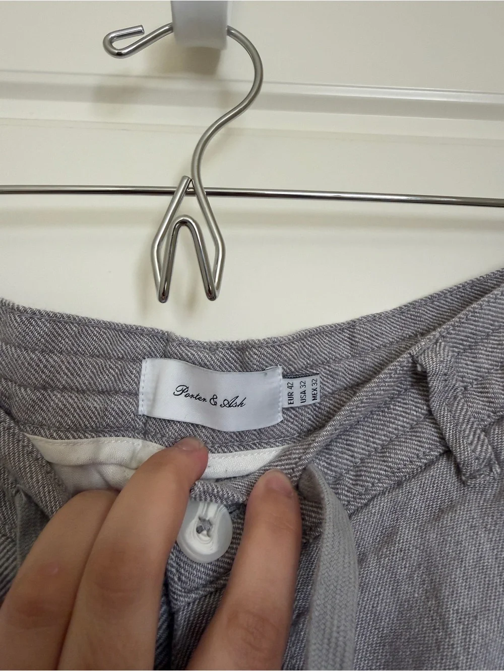 Men's Light Gray Linen-Blend Chinos